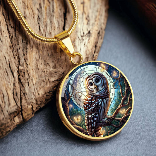 The Mystic Owl Circle Pendant Necklace