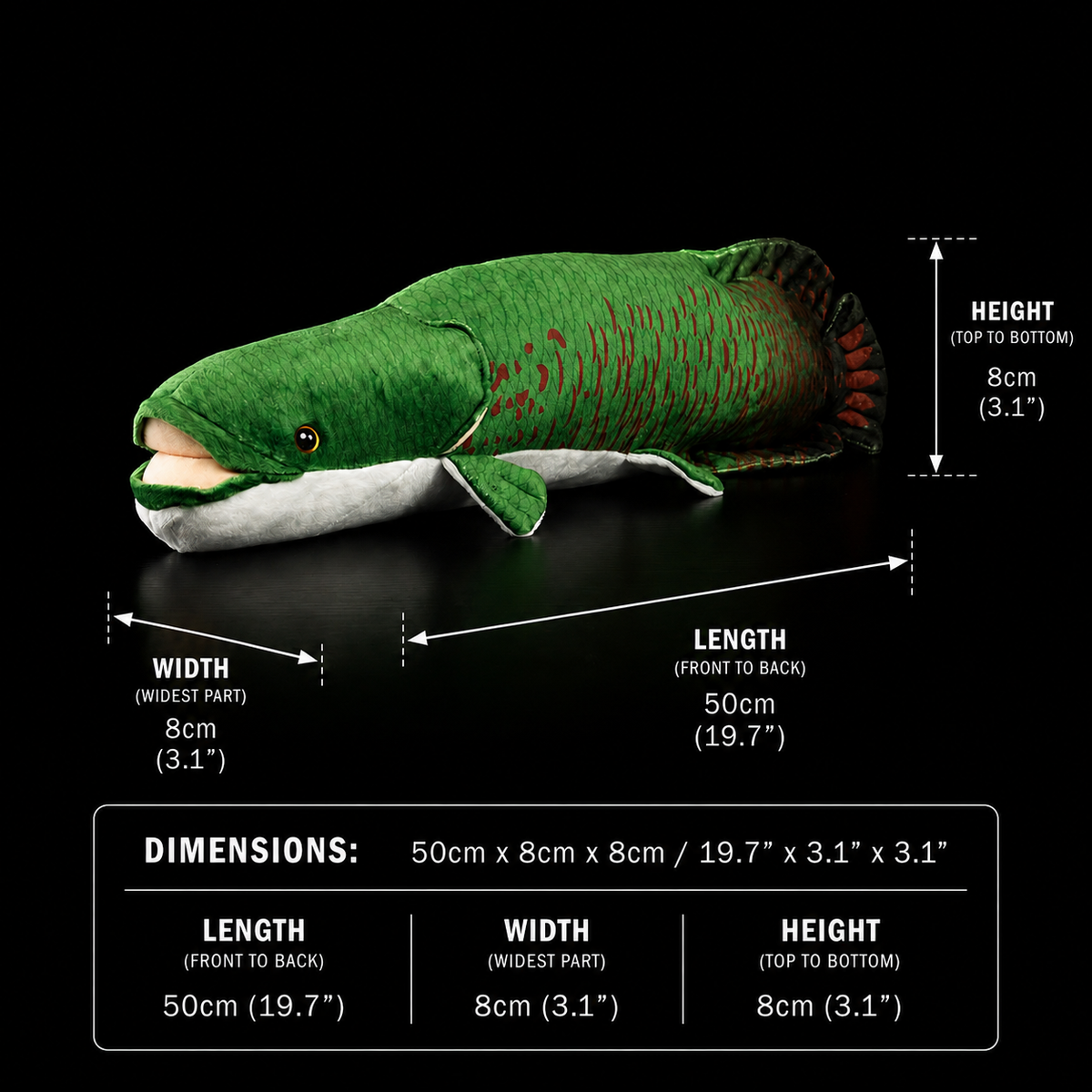 Peluche morbido di pesce Arapaima Gigas