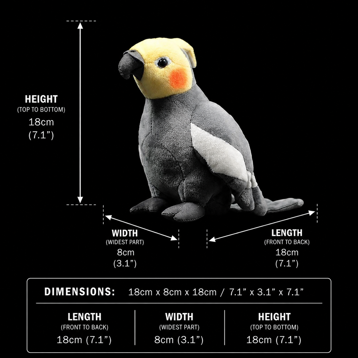 Cockatiel Bird Soft Stuffed Plush Toy