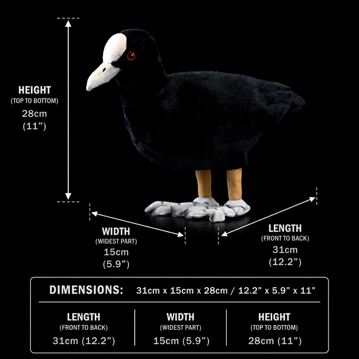 Eurasian Coot Bird Stuffed Plush Toy