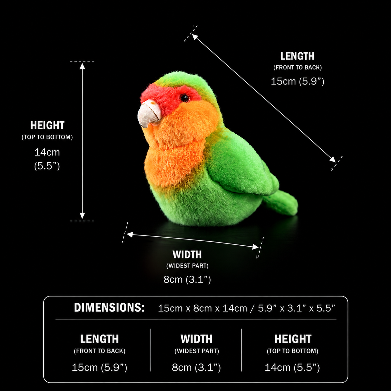 Green Lovebird Soft Stuffed Plush Toy