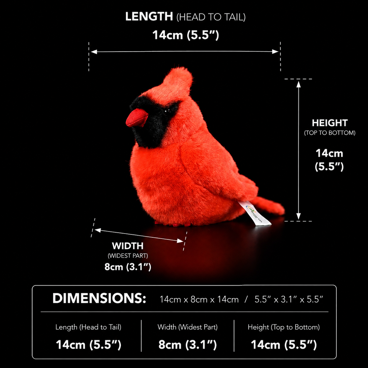 Peluche morbido a forma di cardinale settentrionale 