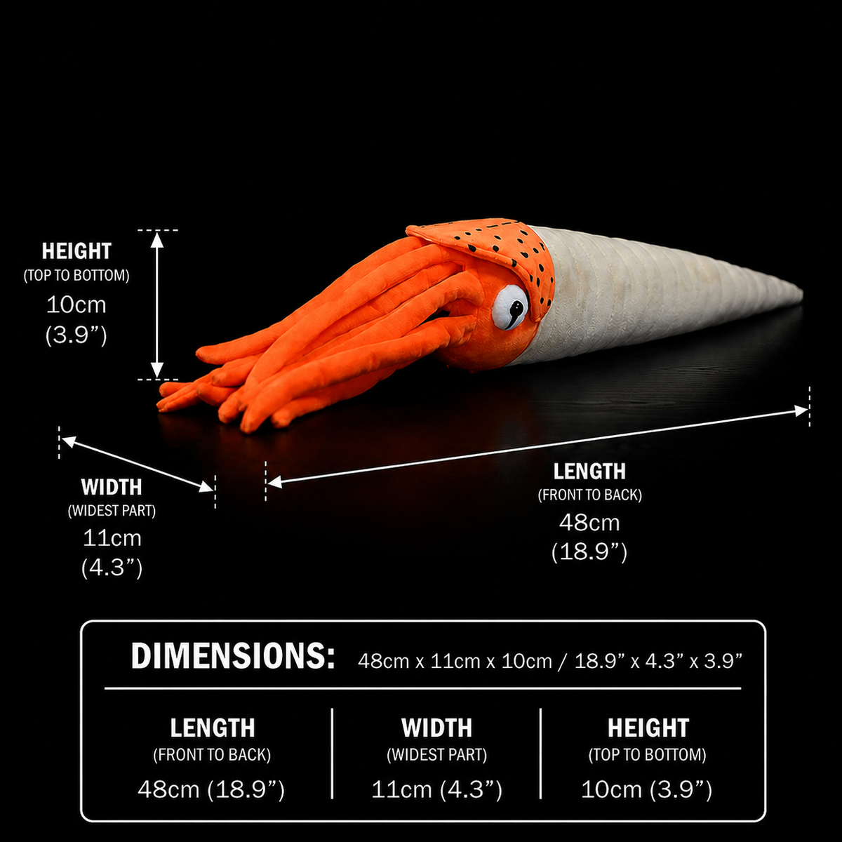 Orthoceras Nautiloid Cephalopod Soft Stuffed Plush Toy