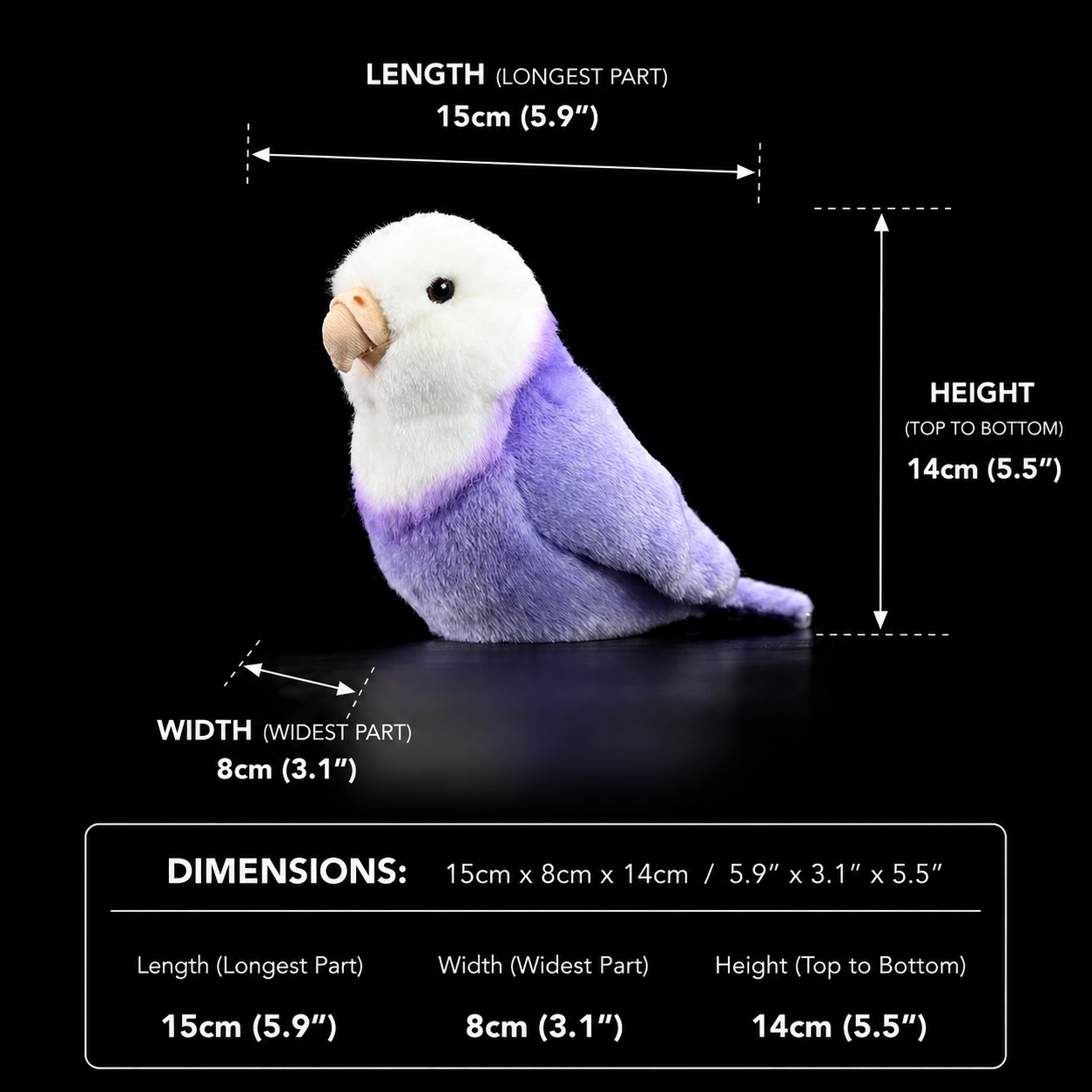 Purple Lovebird Soft Stuffed Plush Toy