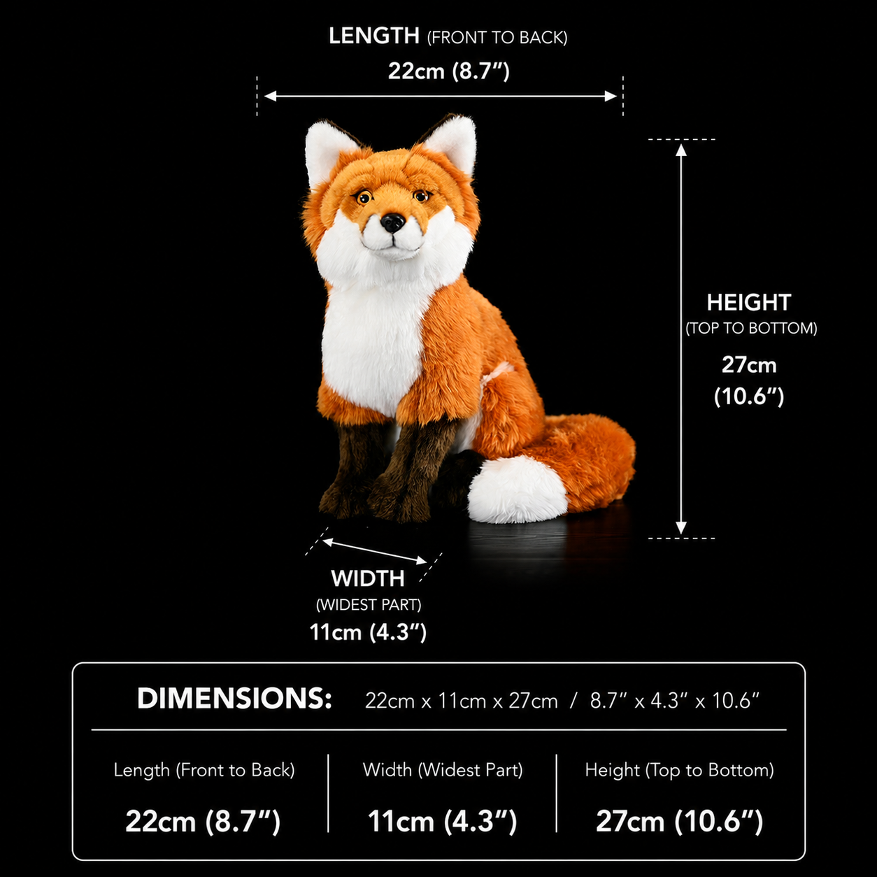 Peluche morbido a forma di volpe rossa