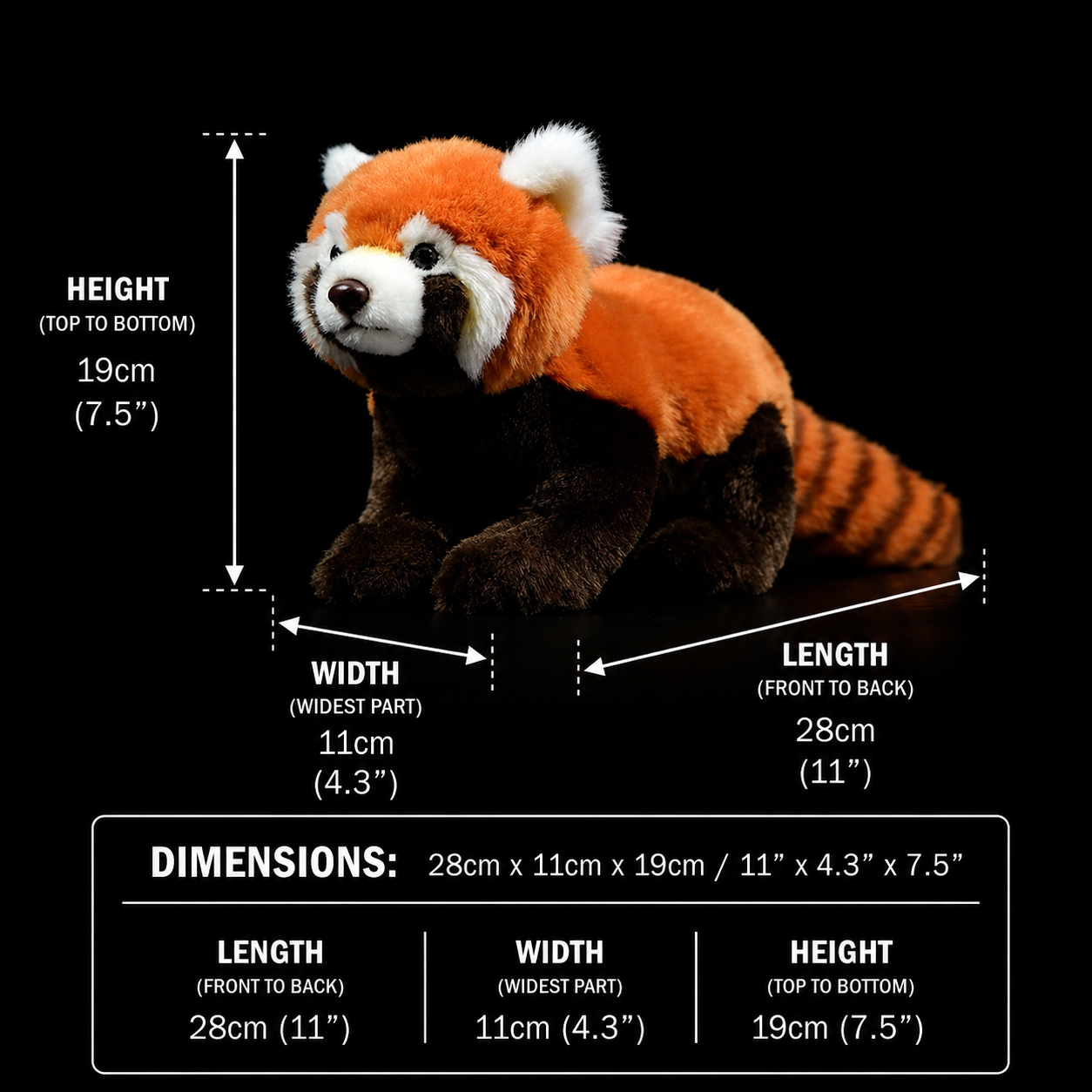 Brinquedo de pelúcia macio de panda vermelho realista