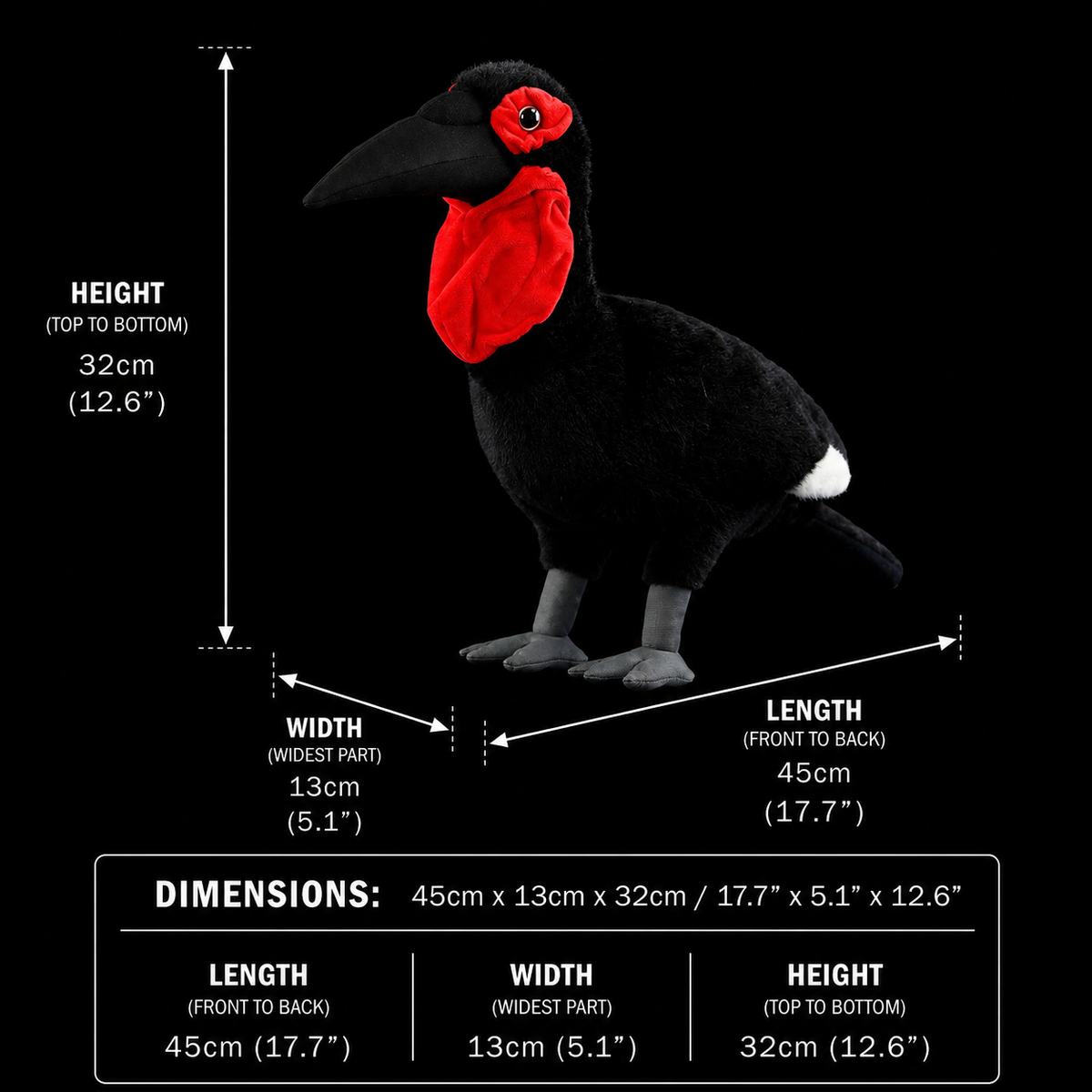 Southern Ground Hornbill Bird Stuffed Plush Toy