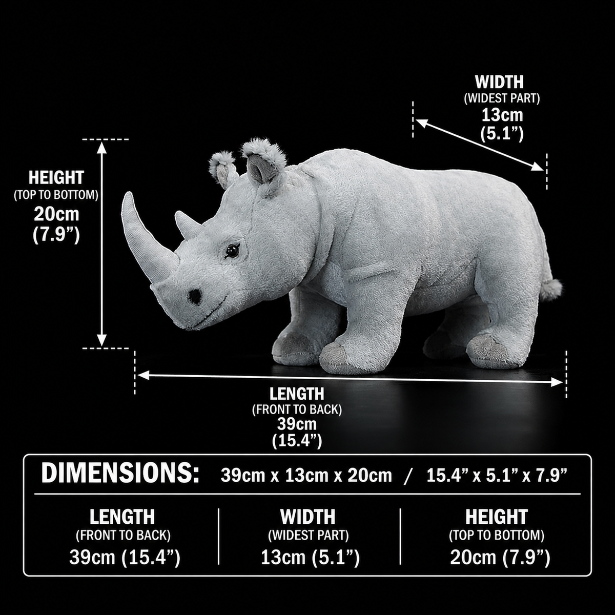White Rhinoceros Soft Stuffed Plush Toy
