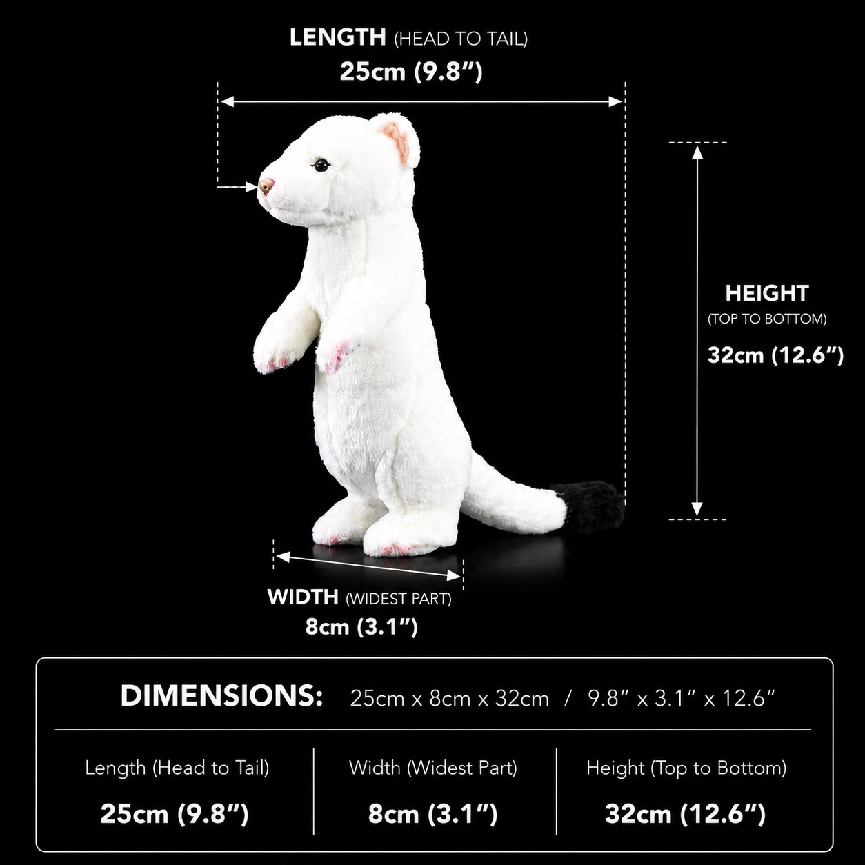 White Stoat Soft Stuffed Plush Toy