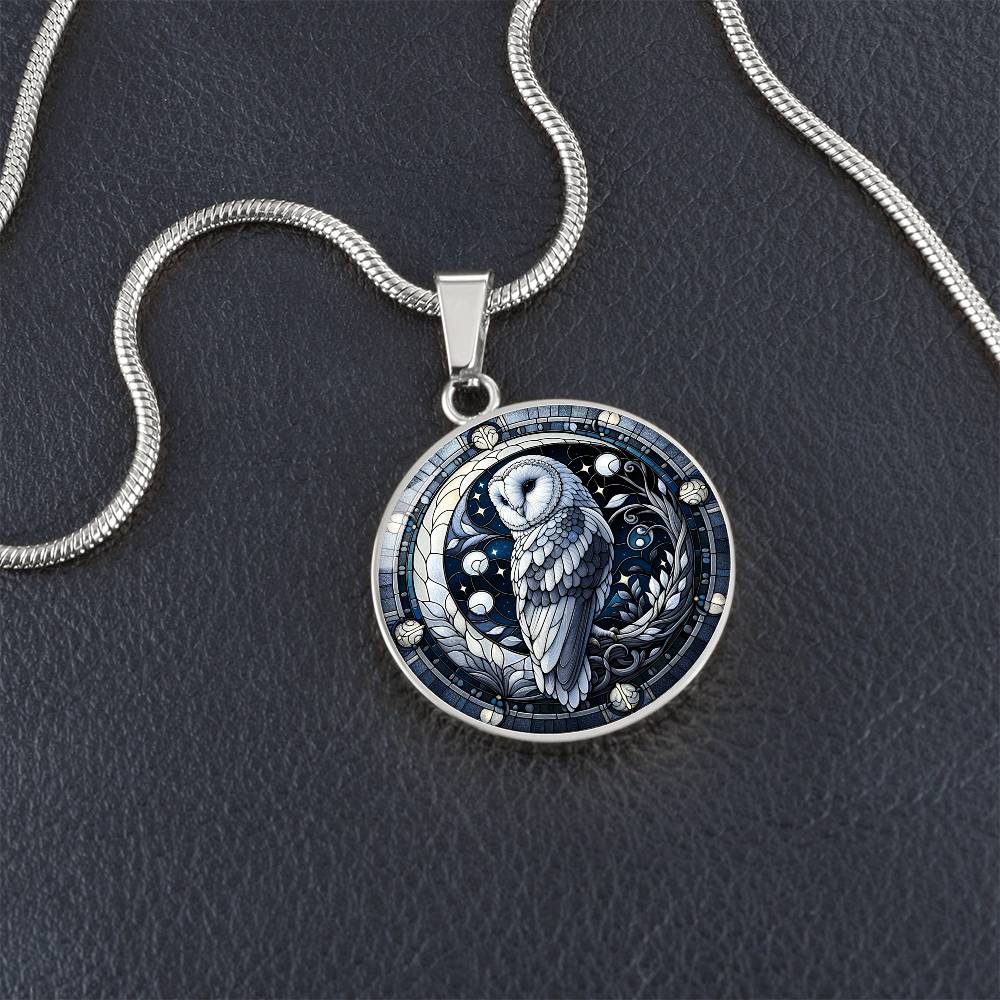 The Moon Owl Circle Pendant Necklace