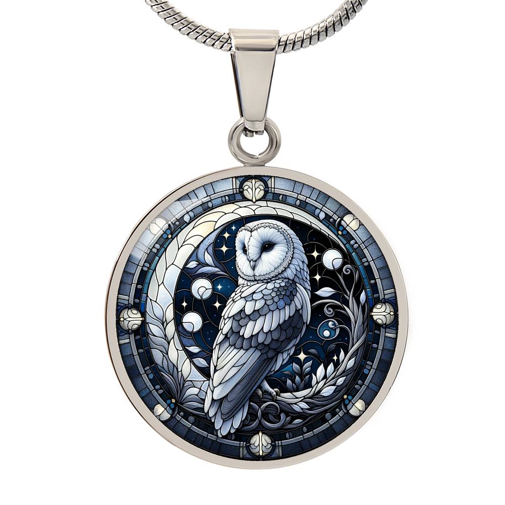 The Moon Owl Circle Pendant Necklace