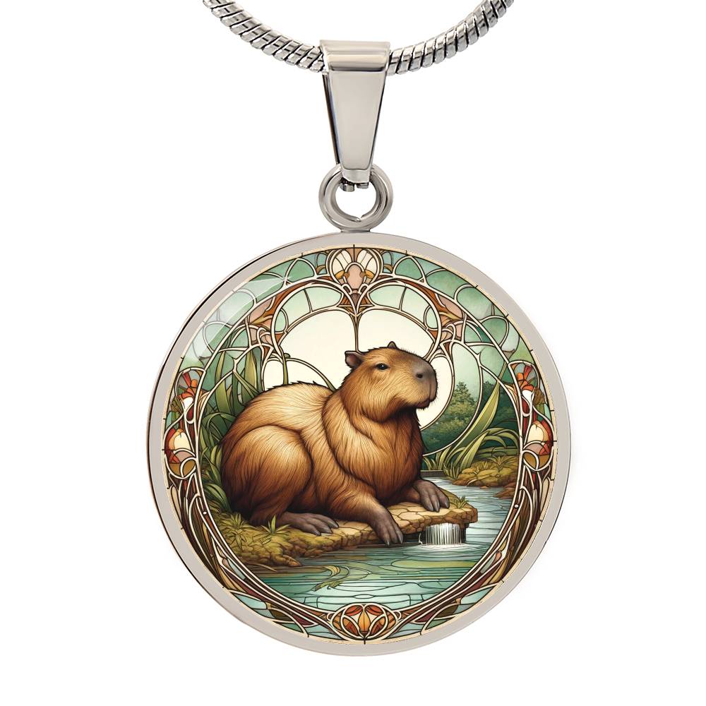 The Capybara Circle Pendant Necklace