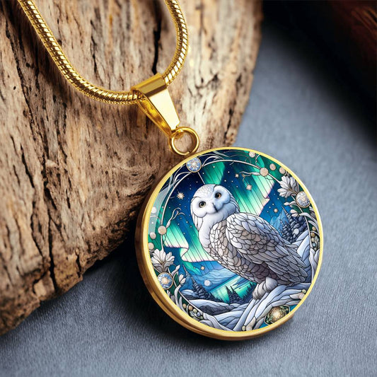 The Aurora Owl Circle Pendant Necklace