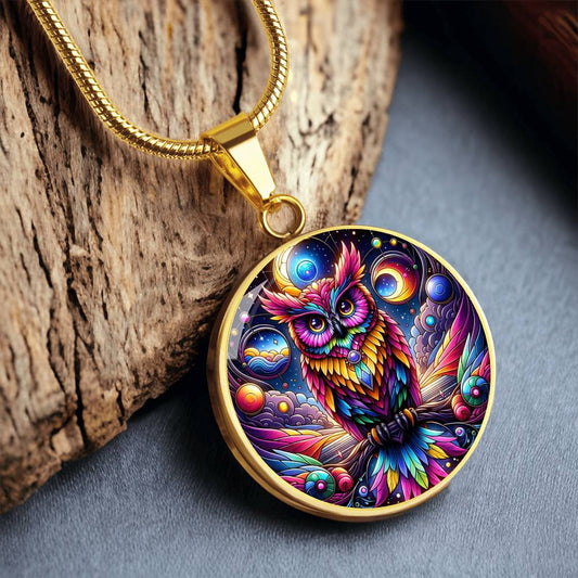 The Colors Owl Circle Pendant Necklace