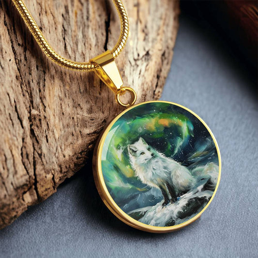 The Arctic Fox Circle Pendant Necklace