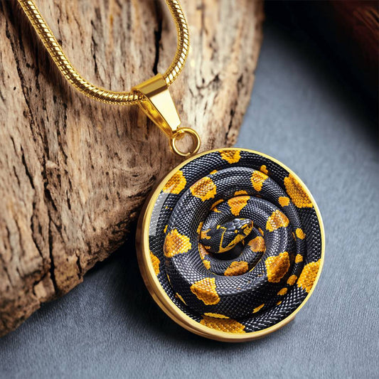 The Black Gold Serpent Circle Pendant Necklace