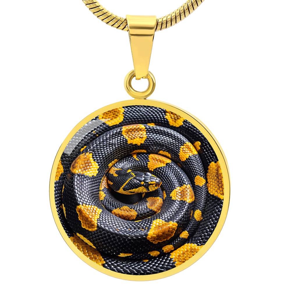The Black Gold Serpent Circle Pendant Necklace