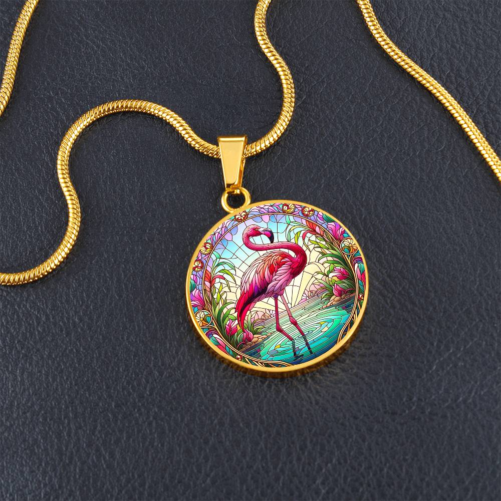 The Flamingo Circle Pendant Necklace