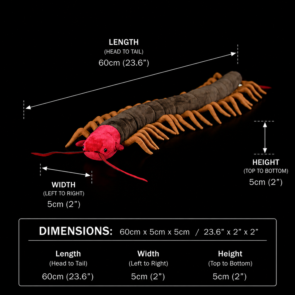Chinese Red-Headed Centipede Stuffed Plush Toy