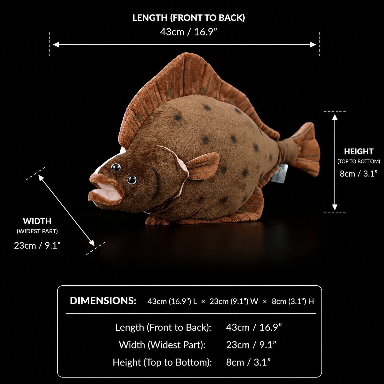 Flounder Flat Fish Soft Stuffed Plush Toy