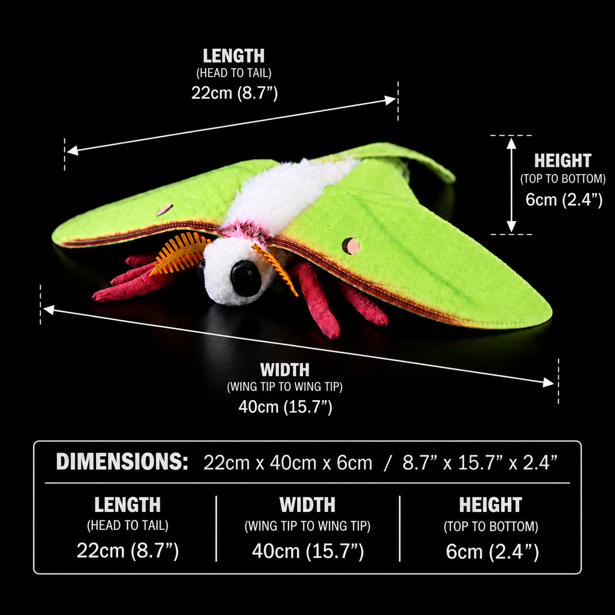 Peluche morbido a forma di falena autunnale 