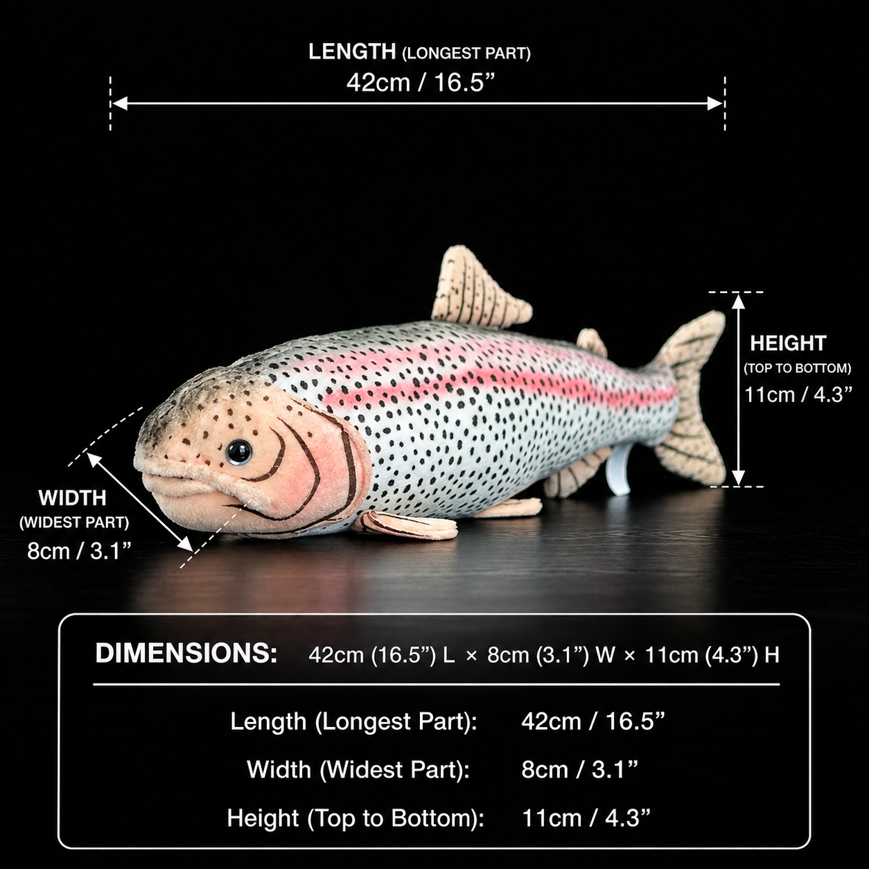Rainbow Trout Fish Soft Stuffed Plush Toy