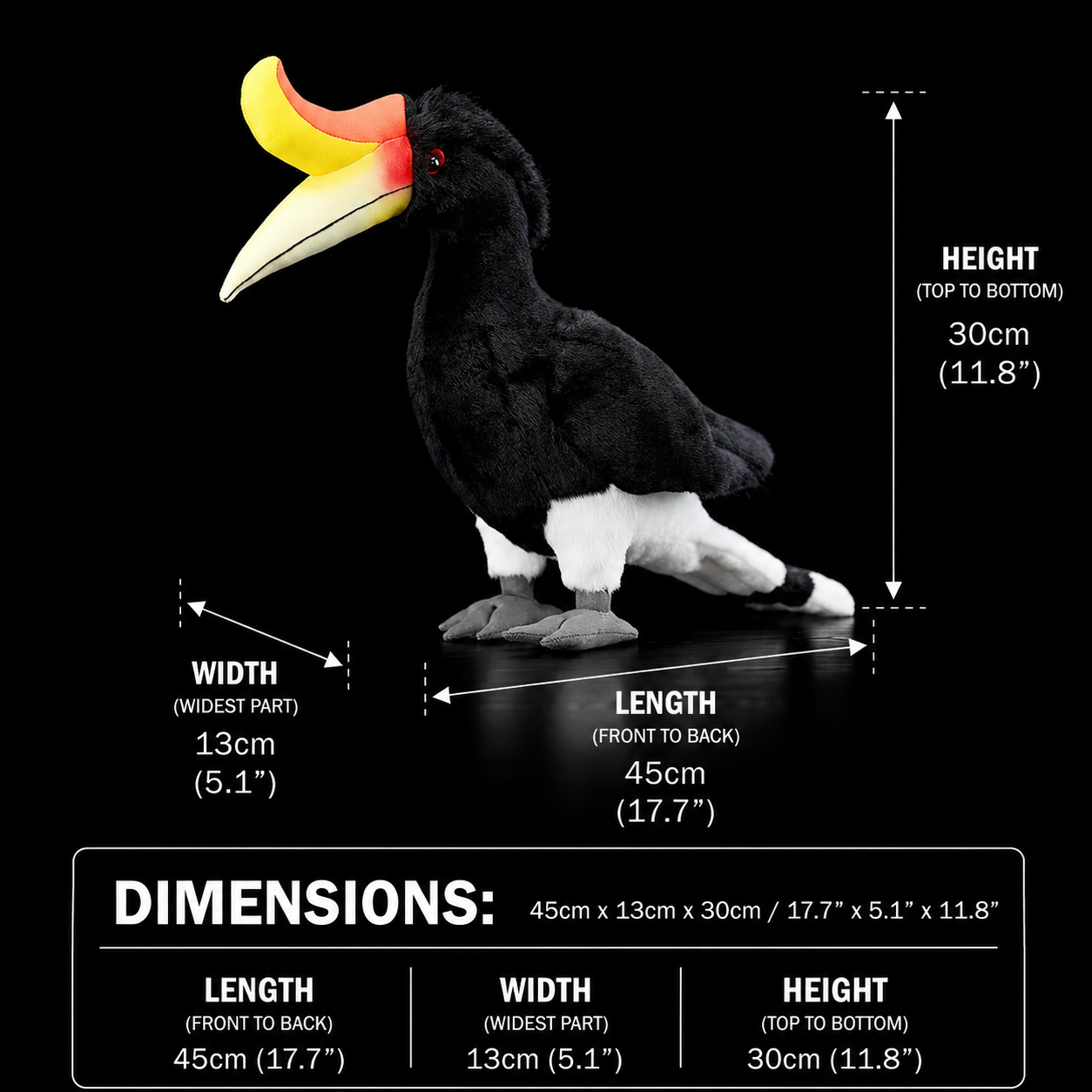 Rhinoceros Hornbill Bird Soft Stuffed Plush Toy