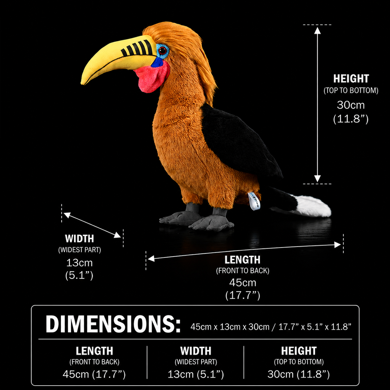 Rufous-necked Hornbill Bird Stuffed Plush Toy