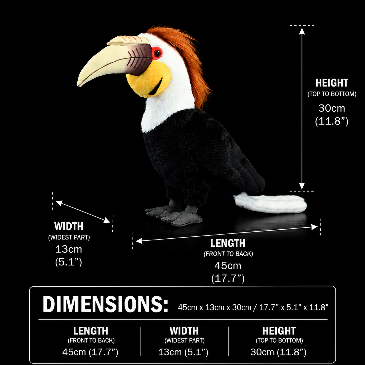 Wreathed Hornbill Bird Soft Stuffed Plush Toy