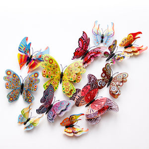 3D Butterfly Wall Decor Magnetic/Adhesive Sticker Decals (12 Pack)