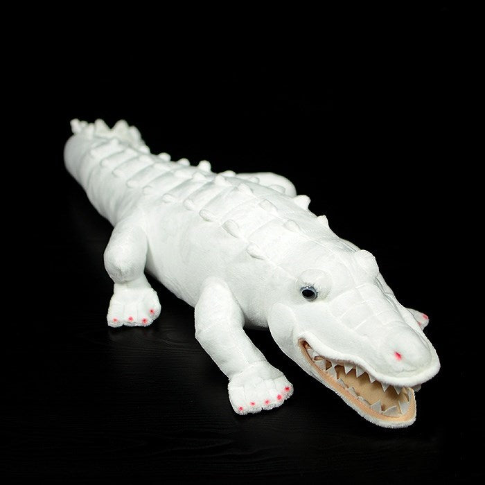 白色白化鳄鱼毛绒毛绒玩具