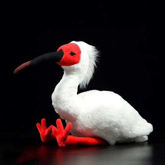 Měkká vycpaná plyšová hračka japonský ibis chocholatý