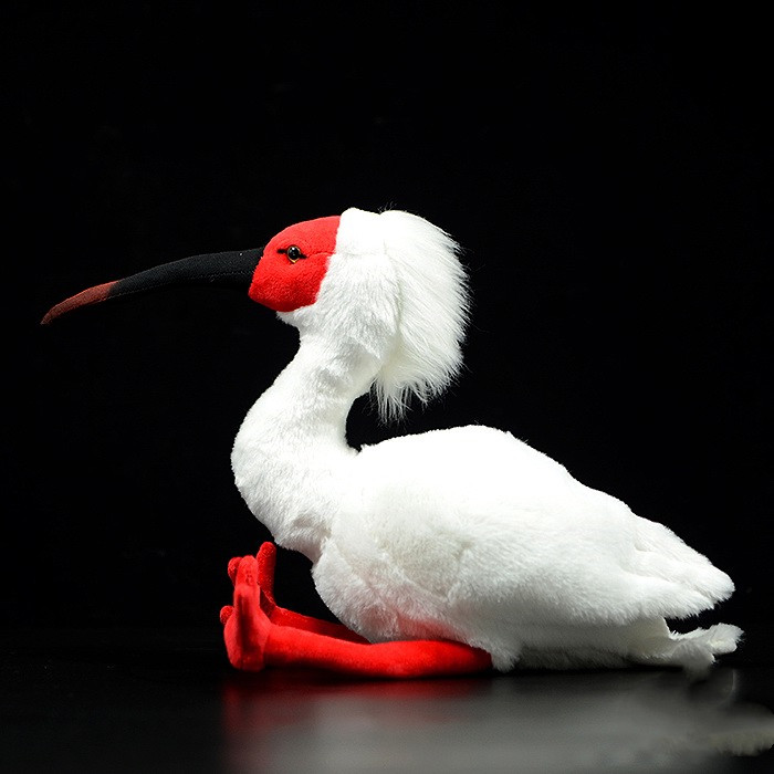 Giocattolo di peluche ripieno morbido uccello ibis crestato giapponese