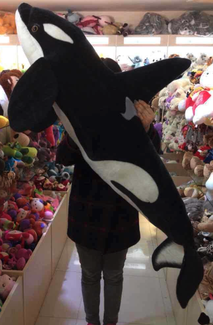 Brinquedo de pelúcia macio de pelúcia orca orca tamanho completo