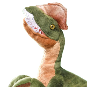 Giocattolo di peluche ripieno morbido di dinosauro Dilophosaurus realistico