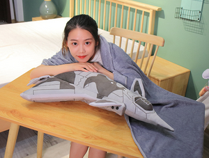 Fighter Jet Airplane Soft Plush Pillow Blanket Toy