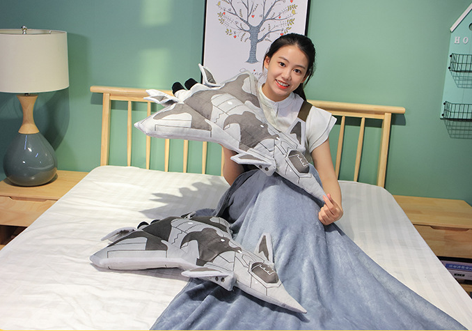 Fighter Jet Airplane Soft Plush Pillow Blanket Toy