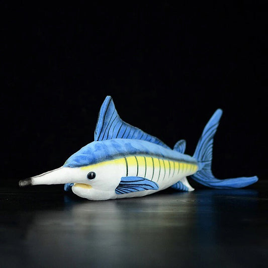 Brinquedo de pelúcia macio de pelúcia de peixe azul marlin