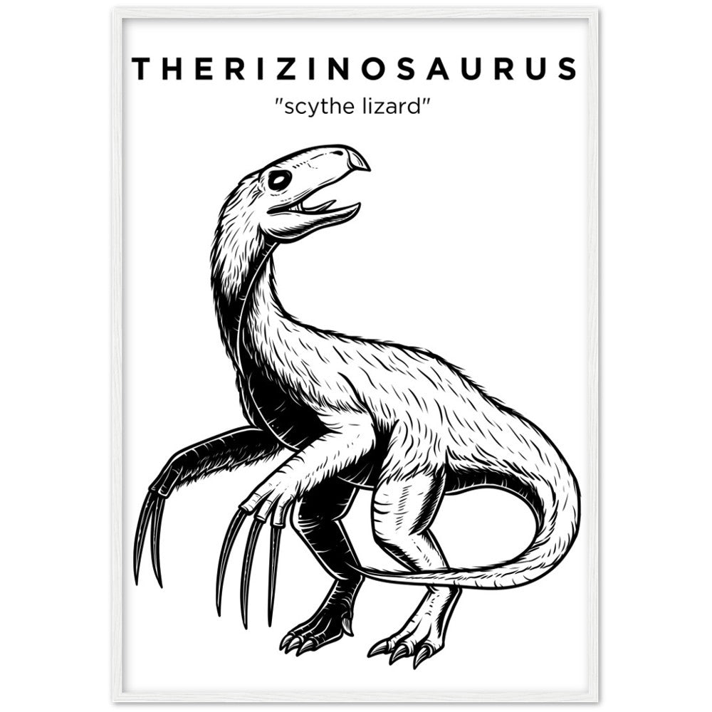 Therizinosaurus Dinosaur Wooden Framed Poster