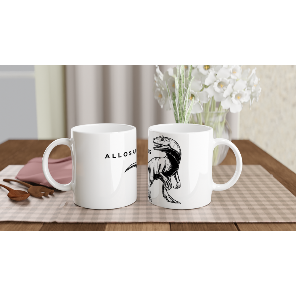 Allosaurus Dinosaur White Ceramic Mug