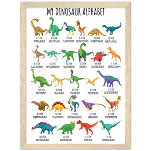 My Dinosaur Alphabet Wooden Framed Poster
