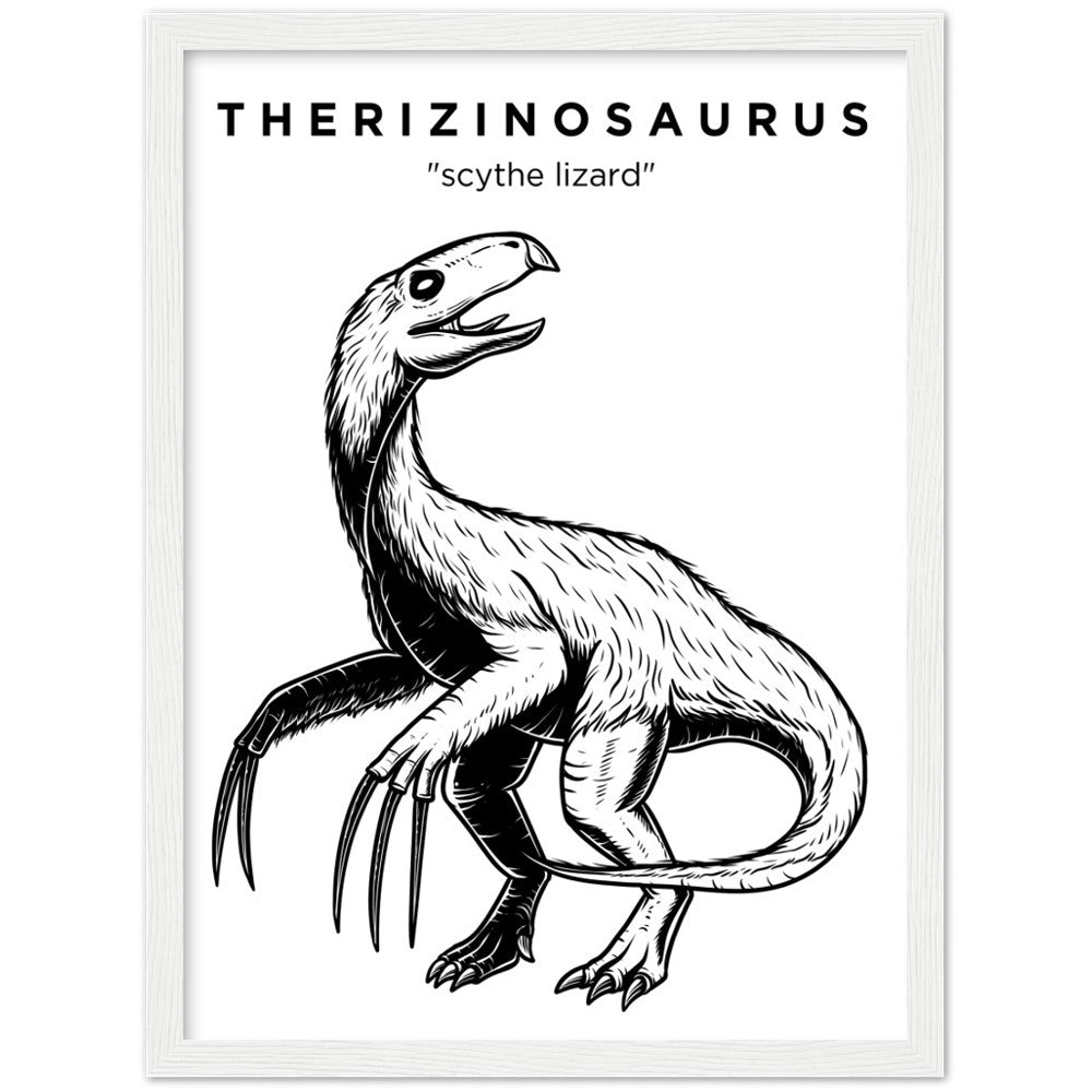 Therizinosaurus Dinosaur Wooden Framed Poster