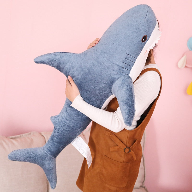大鲨鱼枕头软填充毛绒玩具