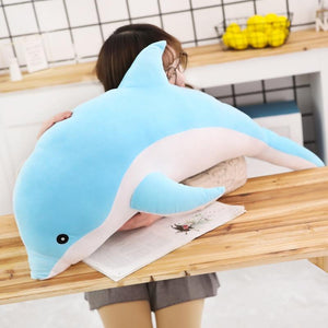 Delphin in voller Größe, weich gefülltes Plüsch-Kissenspielzeug
