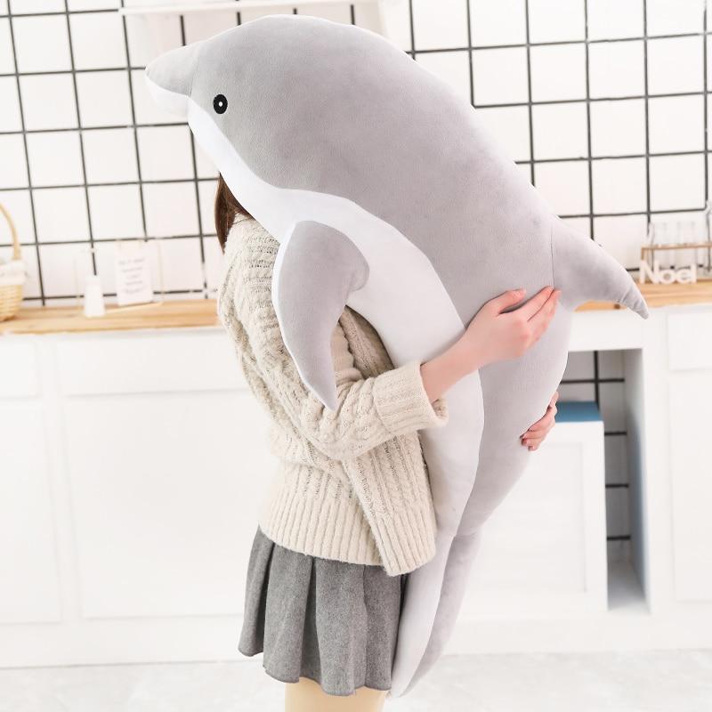 全尺寸海豚软填充毛绒枕头玩具