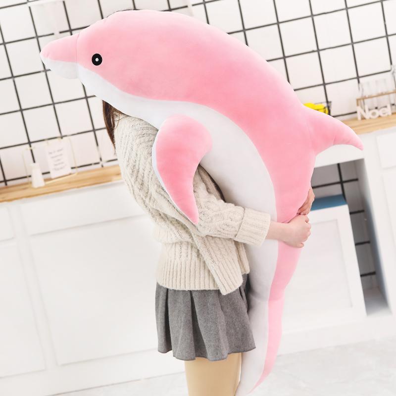 全尺寸海豚软填充毛绒枕头玩具