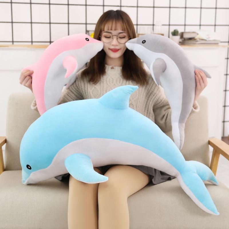 Travesseiro de pelúcia macio de pelúcia golfinho tamanho completo