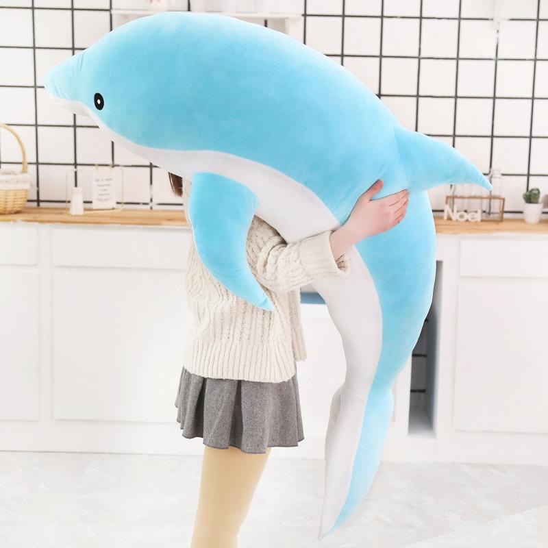 Delphin in voller Größe, weich gefülltes Plüsch-Kissenspielzeug