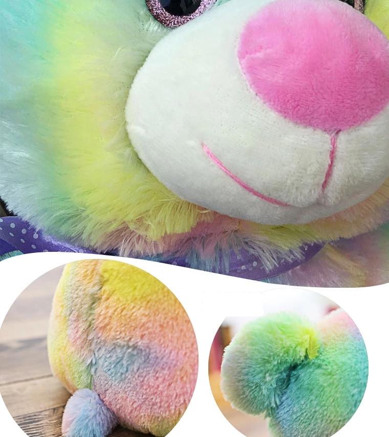 Urso de pelúcia de pelúcia macio arco-íris