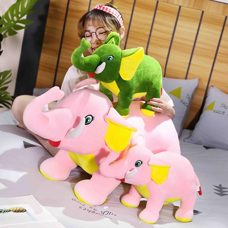 粉色绿色大象软填充毛绒玩具
